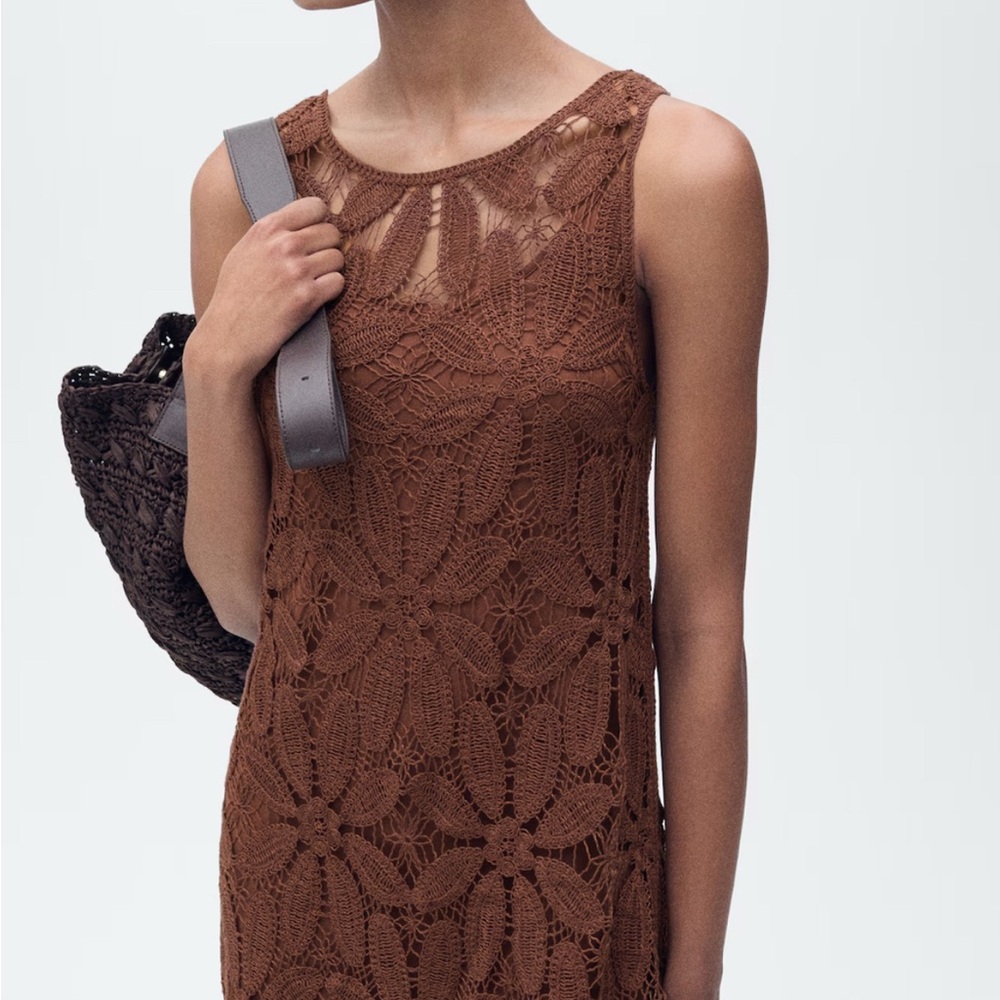 Mango Chocolate Crochet mini Dress